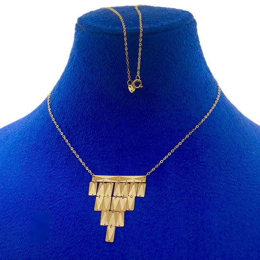 18K Real Gold 5 Steps Plates Necklace