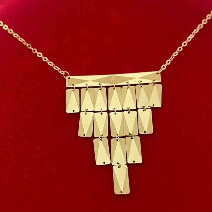 18K Real Gold 5 Steps Plates Necklace