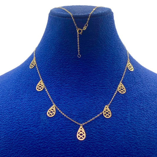 18K Real Gold 7 Droplets Necklace