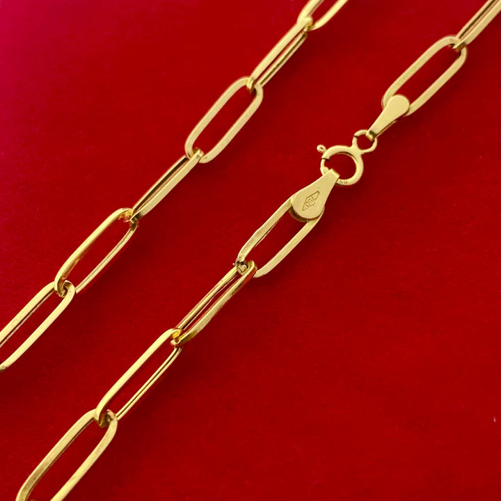 18K Real Gold Paper Clip Chain