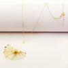 18K Real Gold Pearl Flower Necklace