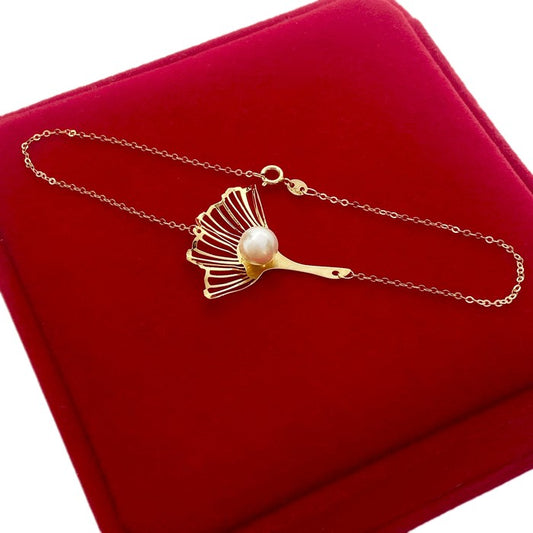 18K Real Gold Pearl Flower Bracelets