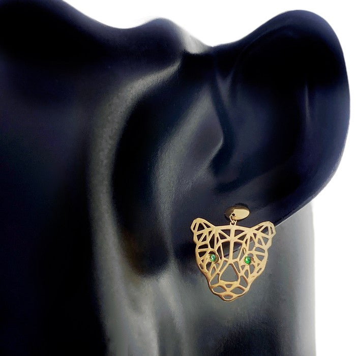 18K Real Gold Tiger Earrings