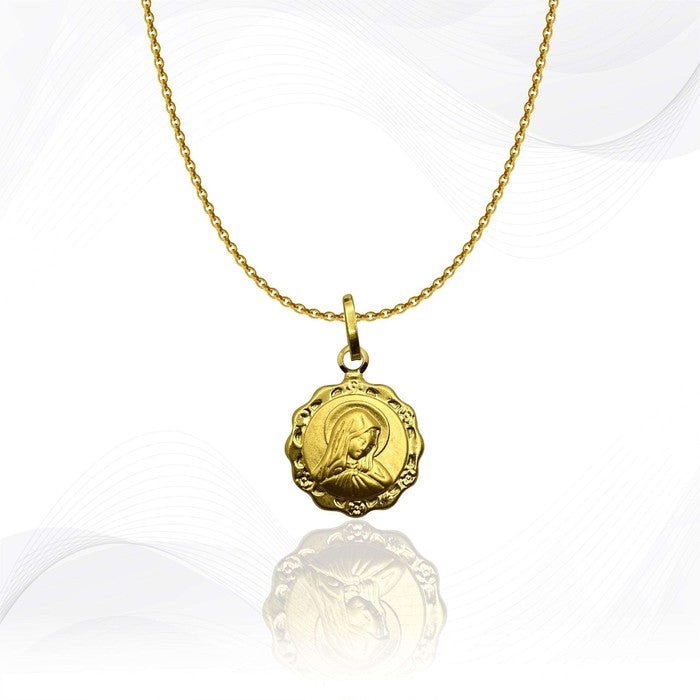 18K Gold Mama Mary Necklace 1.10