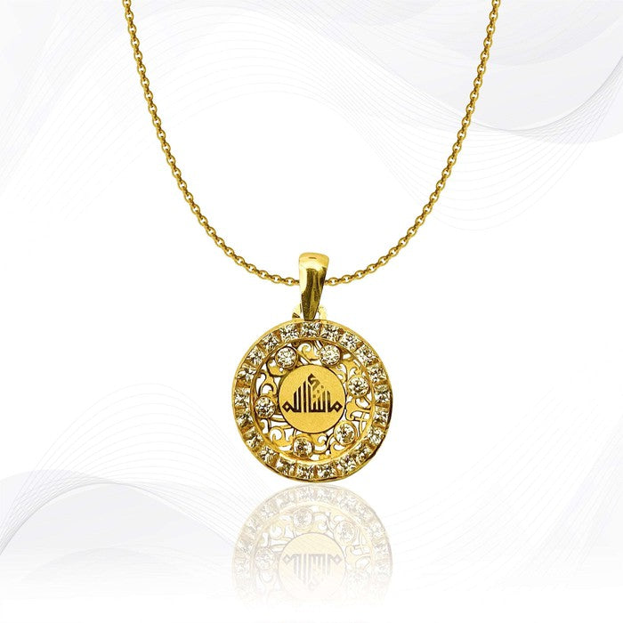 18K Gold Mash Allah Necklace for Men's & Women's 1.7