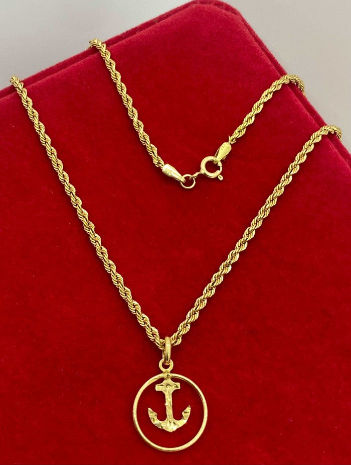 18K Real Gold Anchor Necklace - Embellish Gold
