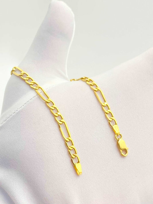 18K Real Gold Figaro Bracelet - Embellish Gold