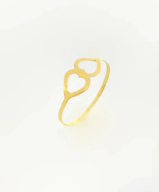 18k Gold Double Heart Ring