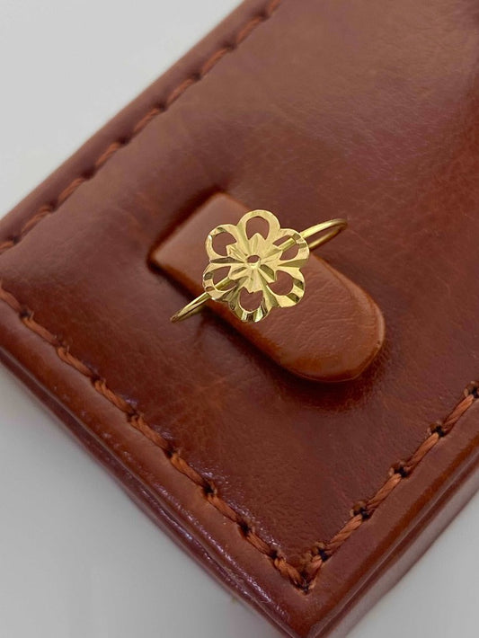 18K Real Gold Flower Ring - Embellish Gold