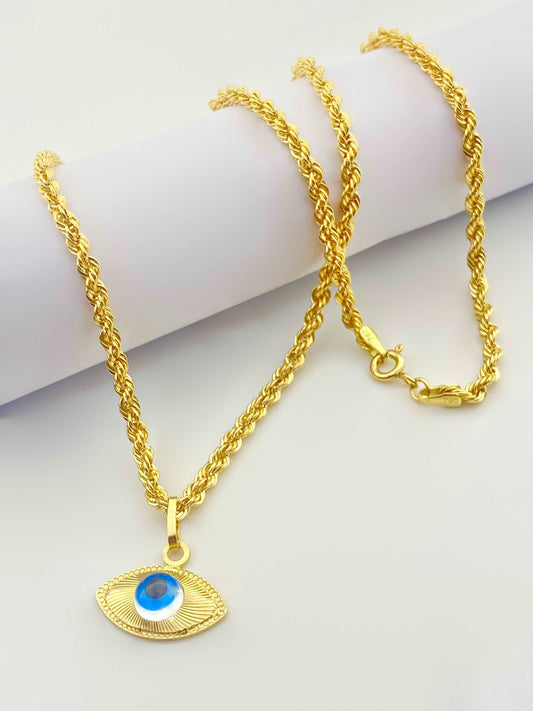 18K Gold Evil Eye Necklace - Embellish Gold