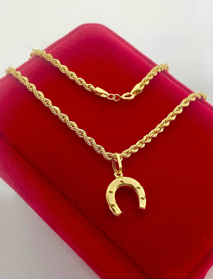 18K Real Gold Horseshoe Necklace - Embellish Gold