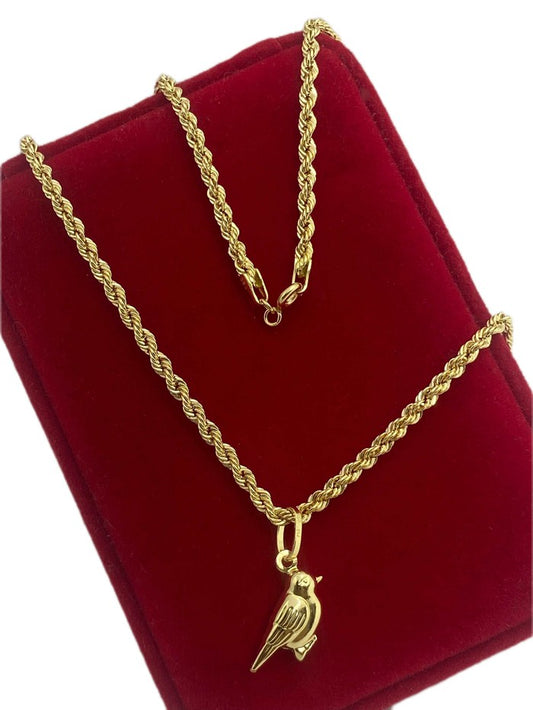 18k gold necklace with bird pendant - Embellish Gold
