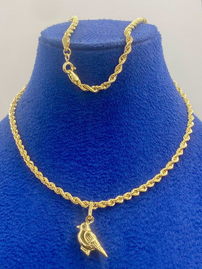 18k gold necklace with bird pendant - Embellish Gold