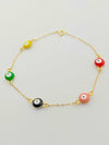 18K Real Gold 5 evil eye pendant bracelet - Embellish Gold