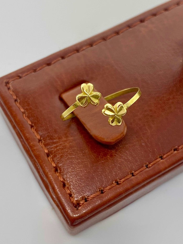 18K Real Gold 2 Flowers Ring - Embellish Gold