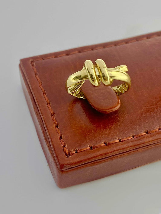 18K Real Gold twised Design Ring - Embellish Gold