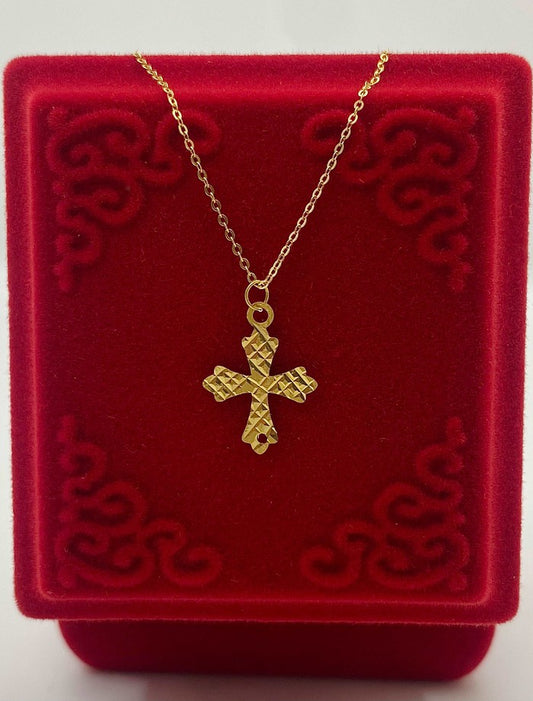 18K Gold Cross Necklace - Embellish Gold