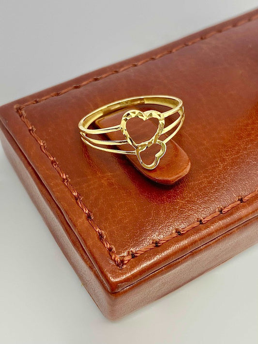 18k gold 2 heart ring - Embellish Gold