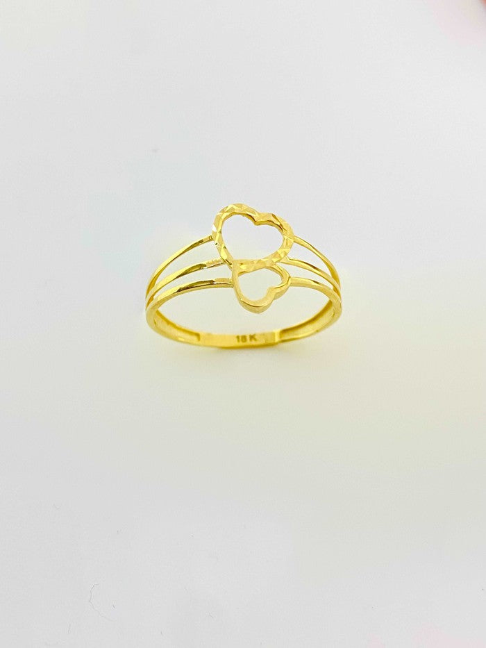 18k gold 2 heart ring - Embellish Gold