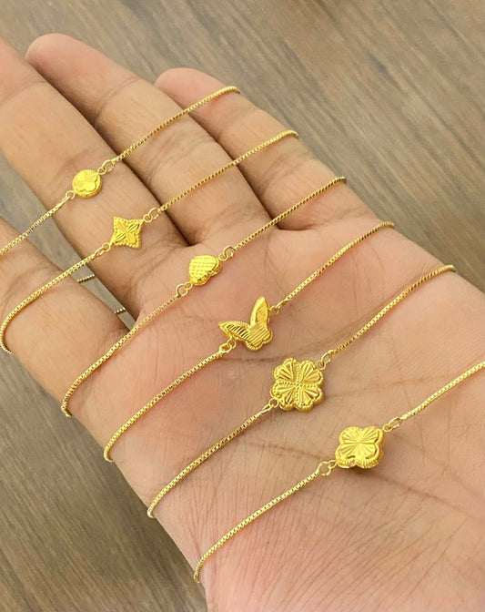 Flower bracelet With thread adjustable Chains - Embellish Gold