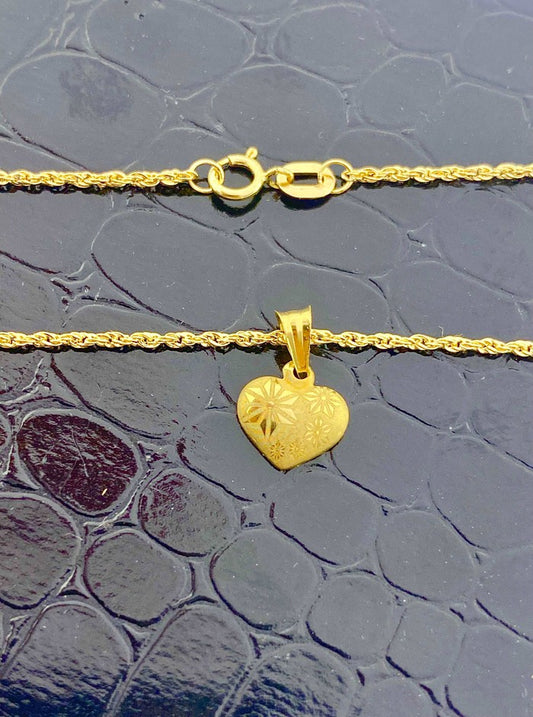 18K Real Gold Heart Necklace - Embellish Gold
