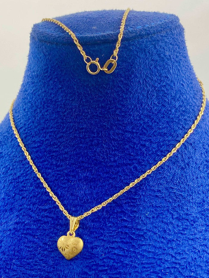 18K Real Gold Heart Necklace - Embellish Gold