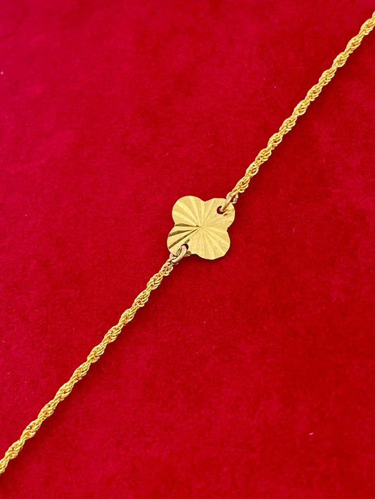 18K Real Gold Clove with Rope Chain Bracelet - Embellish Gold