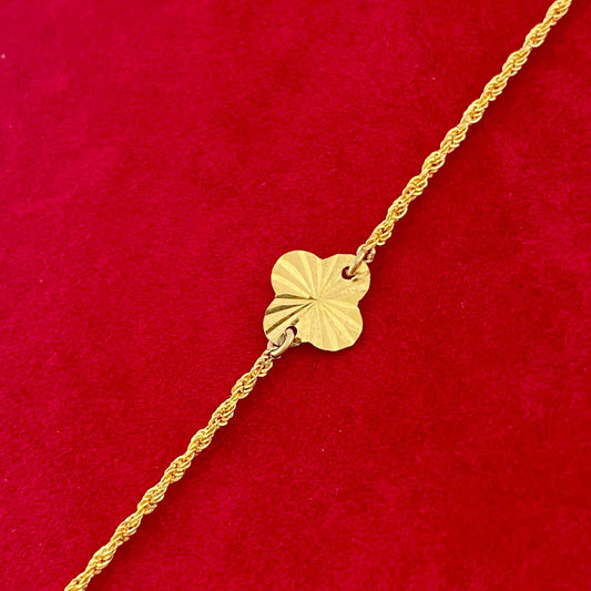 18K Real Gold Clove With Rope Chain Bracelet - Embellish Gold