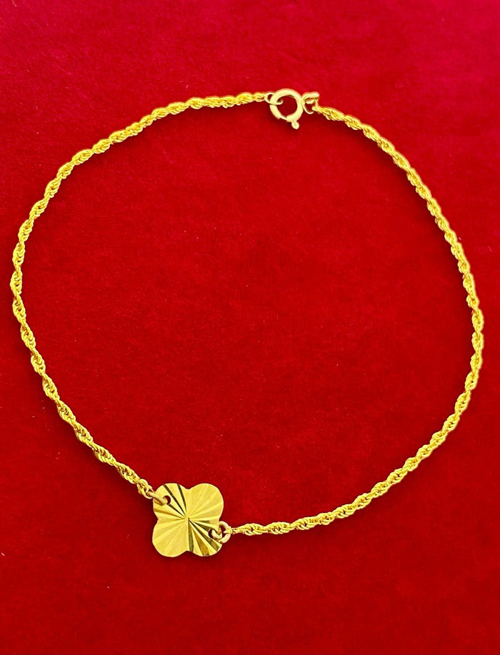 18K Real Gold Clove with Rope Chain Bracelet - Embellish Gold