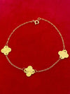 18K Real Gold 3 Clove Pendant Bracelet - Embellish Gold
