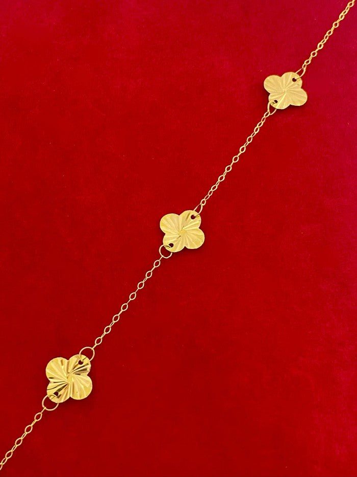 18K Real Gold 3 Clove Pendant Bracelet - Embellish Gold