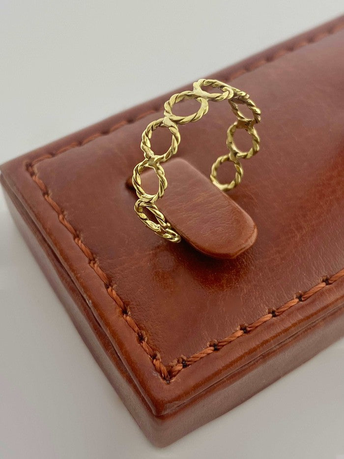 18K Real Gold Twisted circles Ring - Embellish Gold