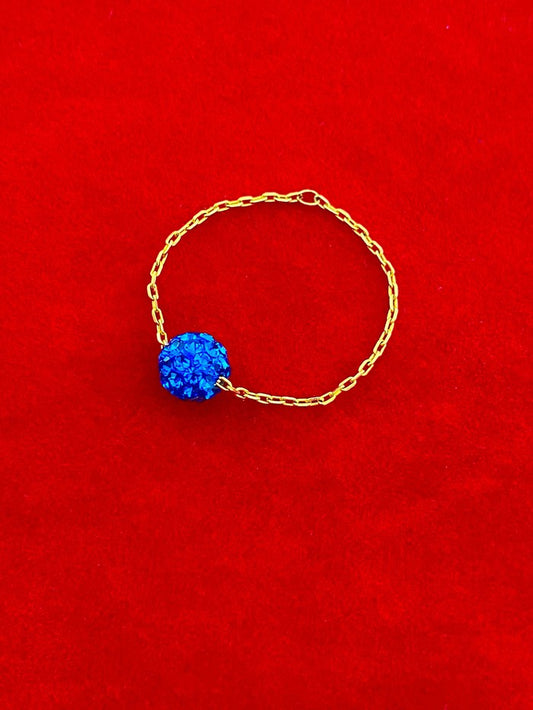 18k Real Gold Sea Blue SwarovskiRIng - Embellish Gold