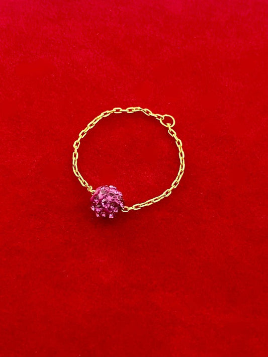 18k Real Gold Pink Swarovski Chain Ring - Embellish Gold