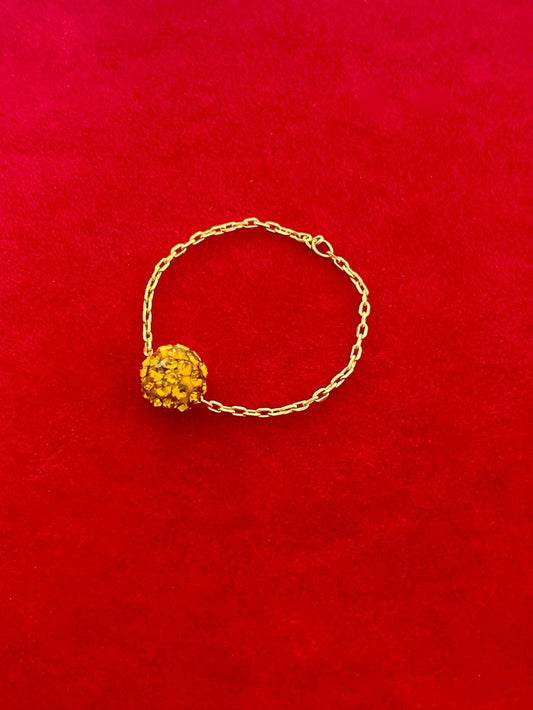 18k Real Gold Orange Swarrovski Chain Ring - Embellish Gold