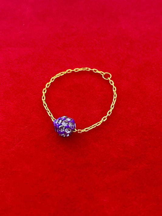 18k Real Gold Purple Swarovski Chain Ring 1 - Embellish Gold