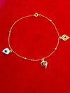 18K Real Gold Evil Eye With Gold Balls Bracelet - Embellish Gold