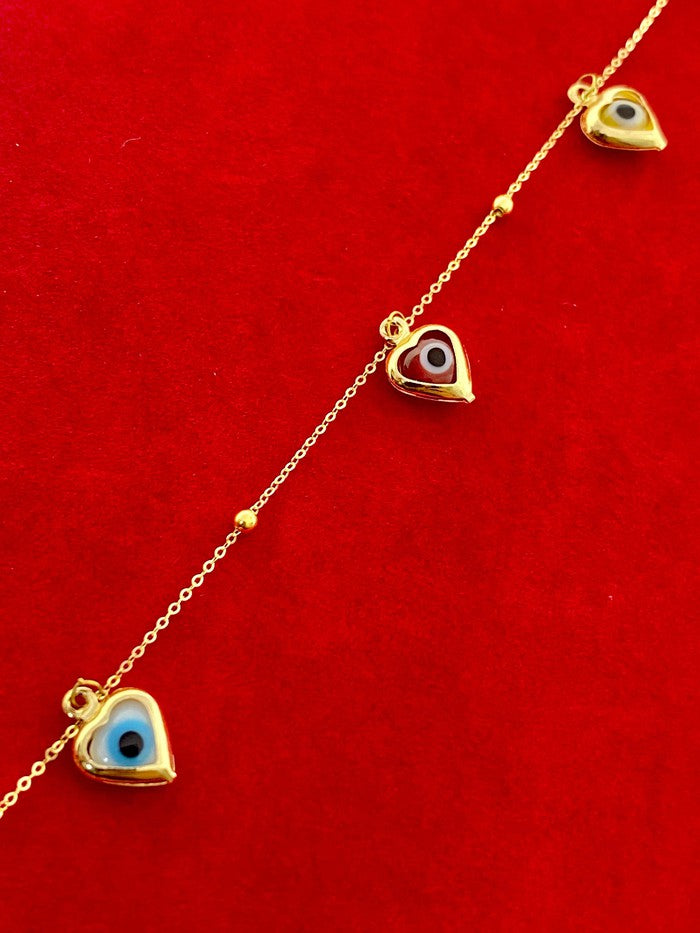 18K Real Gold Evil Eye With Gold Balls Bracelet - Embellish Gold