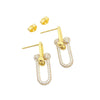 18K Real Gold Paper Clip Earrings With Zircon - Embellish Gold