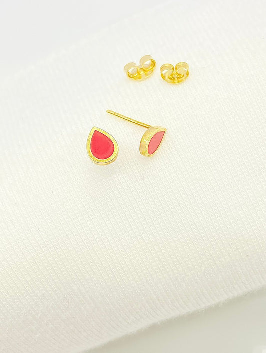 18k Real Gold Red Droplet Earrings - Embellish Gold