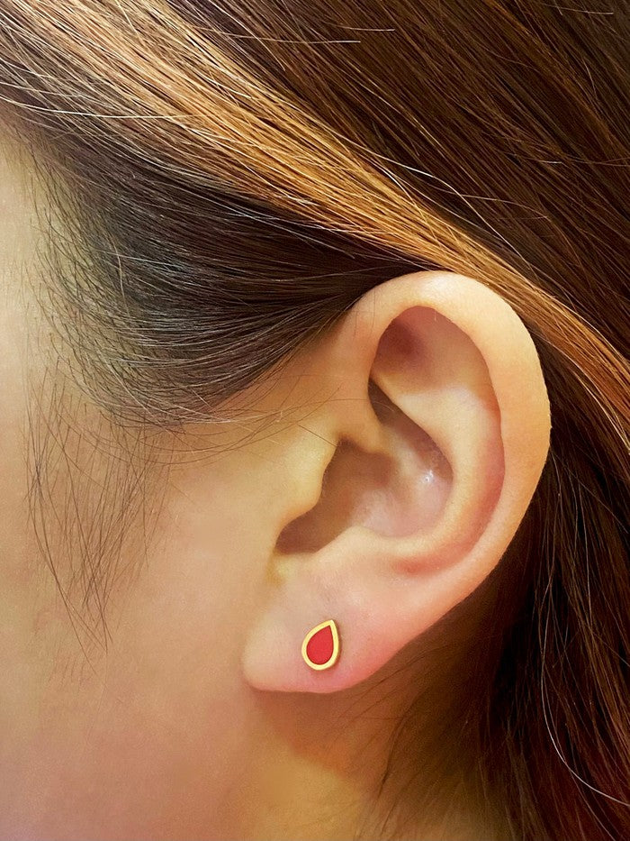 18k Real Gold Red Droplet Earrings - Embellish Gold
