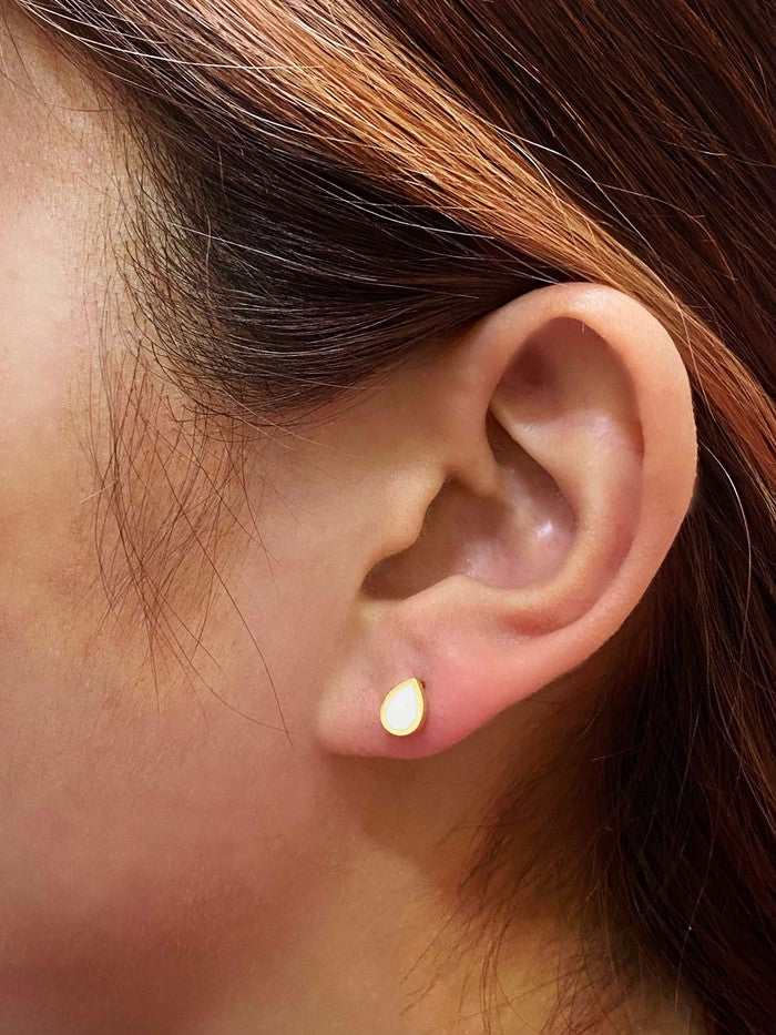 18K Real Gold White Droplet earrings