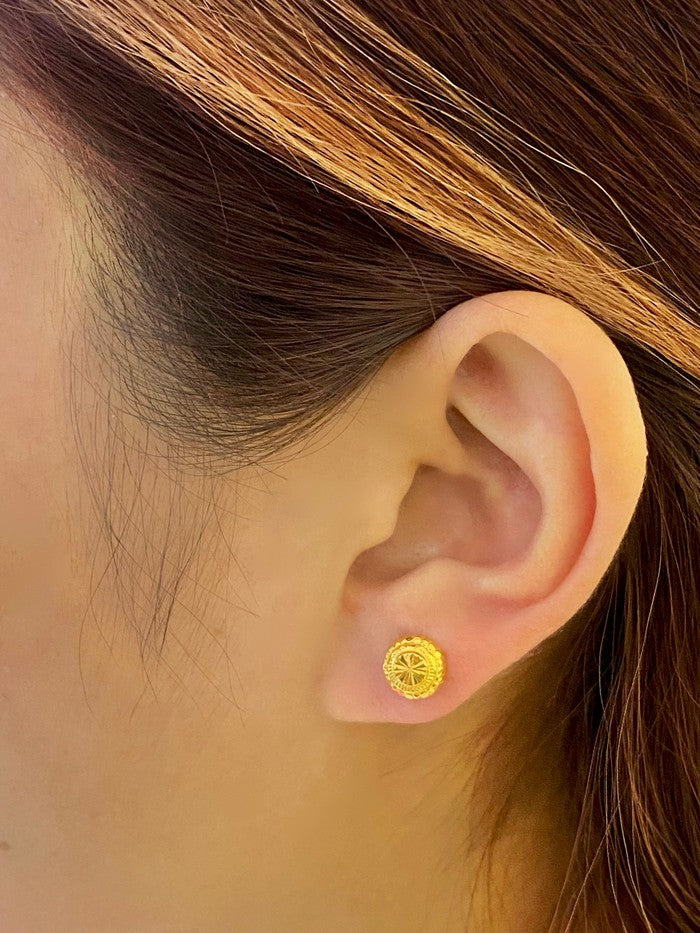 18k Real Gold Sunflower screw earrings - Embellish Gold