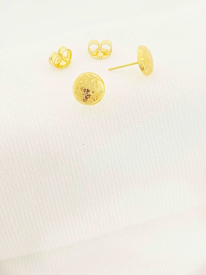 18k Real Gold Butterfly Texture Earrings - Embellish Gold