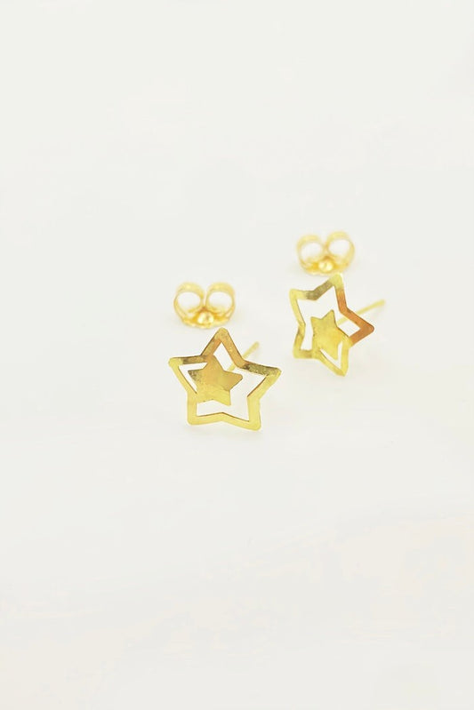 18k Real Gold Star Earrings - Embellish Gold