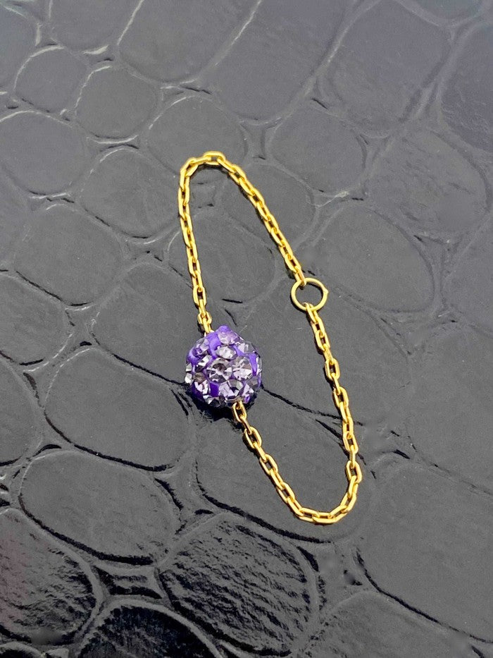 18k Real Gold Purple Swarovski Chain Ring 1 - Embellish Gold