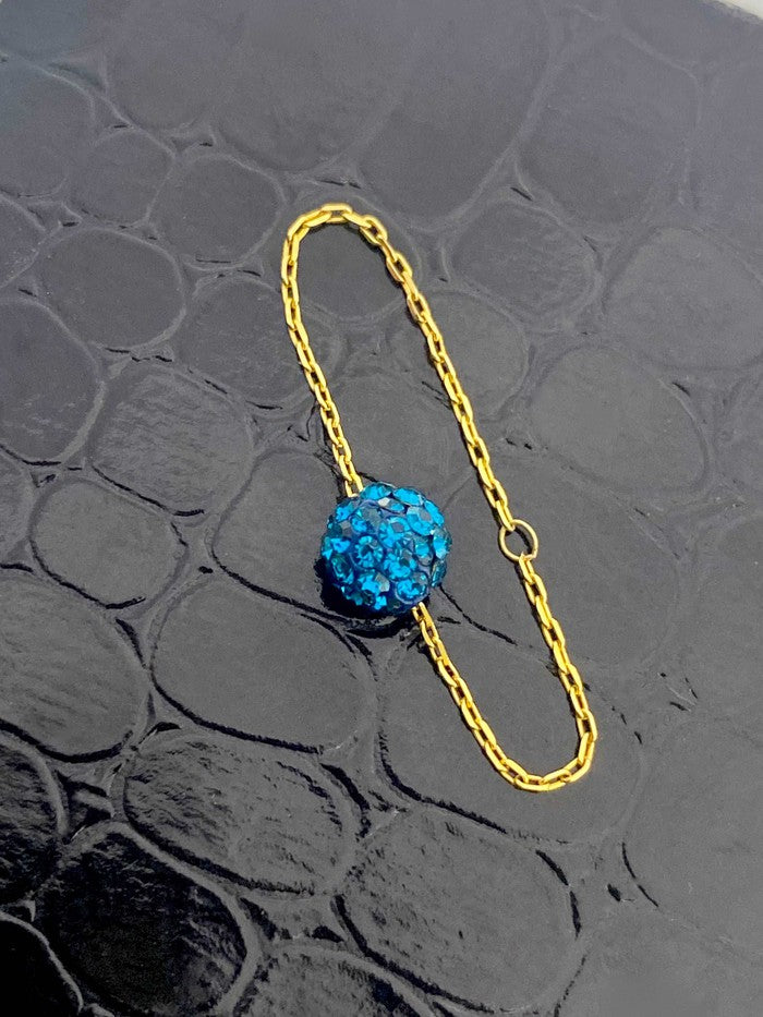 18k Real Gold Sea Blue SwarovskiRIng - Embellish Gold