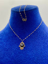 18K Real Gold hamsa hand necklace with mirror chain - Embellish Gold