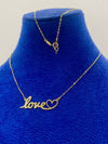 18K Real Gold Love with Heart Necklace - Embellish Gold