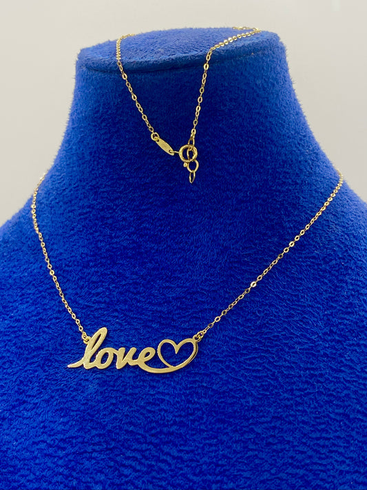 18K Real Gold Love With Heart Necklace - Embellish Gold